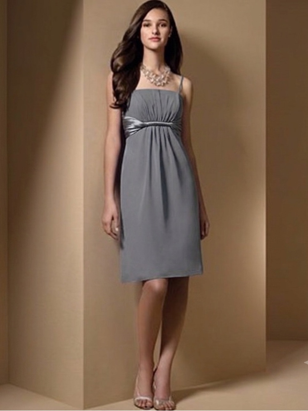 Alfred Angelo Gray Spaghetti Strap Midi Dress, Women’s Size 4, Cocktail 7015